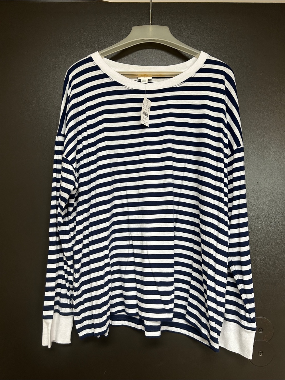NWT J. Crew Navy and White Striped Long-Sleeve Tee